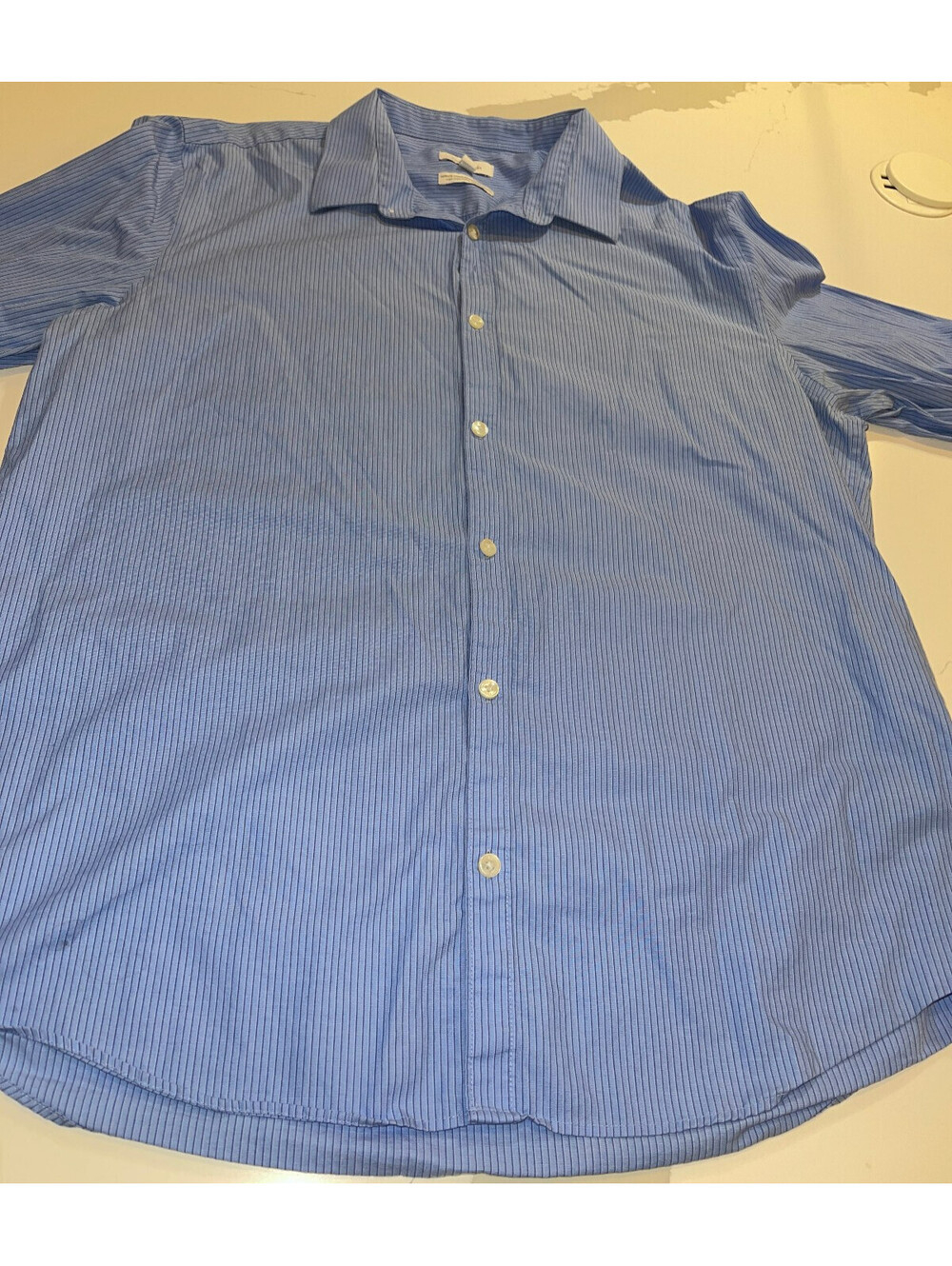 DESIGNER CALVIN KLEIN INFINITE COOL LONG SLEEVE BUTTON BLUE DRESS SHIRT X-LARGE